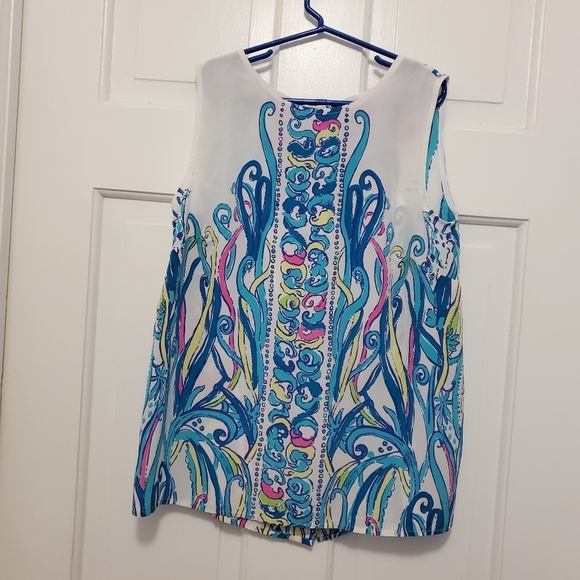 Lilly Pulitzer Iona Silk Tank Blouse Size XS, Preppy, Lightweight, Colorful - Picture 9 of 10